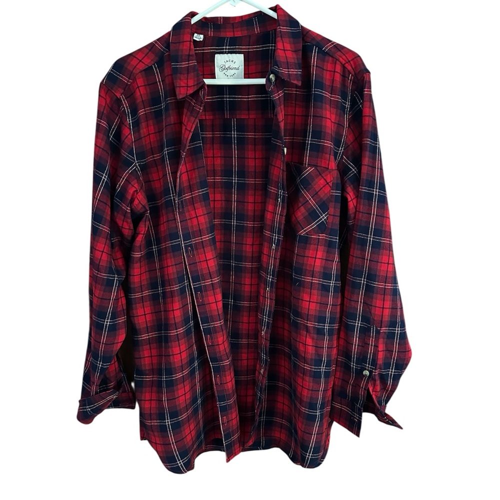 Jach’s Girlfriend Red Black Plaid Flannel Shirt | Oversized Button Up | NWOT XL